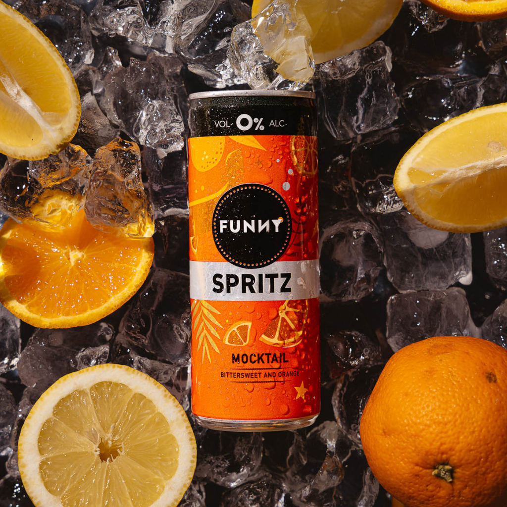 🍊 24-pack of FUNNY Spritz cans - 0% alc.