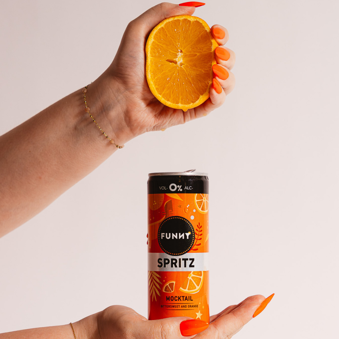 🍊 24-pack of FUNNY Spritz cans - 0% alc.